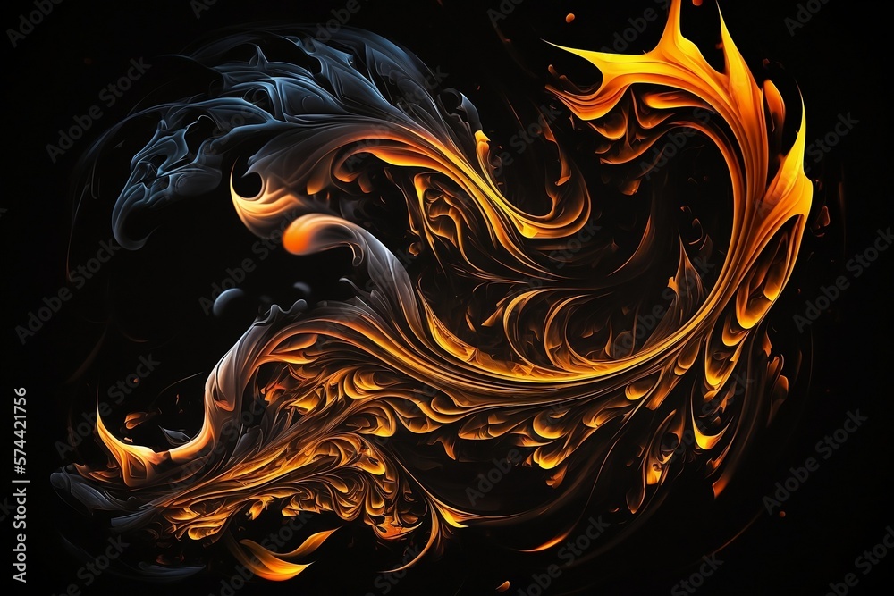 Abstract fire black background AI generated Abstract fire black background AI generated