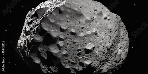 Große Meteorit im leeren Raum rast auf die Erde zu. ai generativ