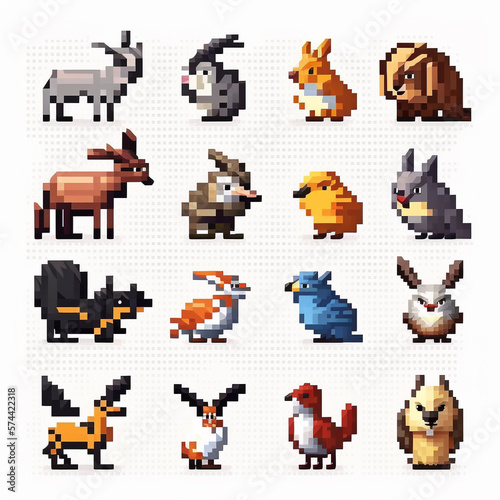 pixelated animal characters