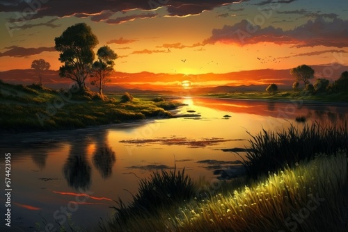 Beautiful sunset landscape | AI generated | Wallpaper