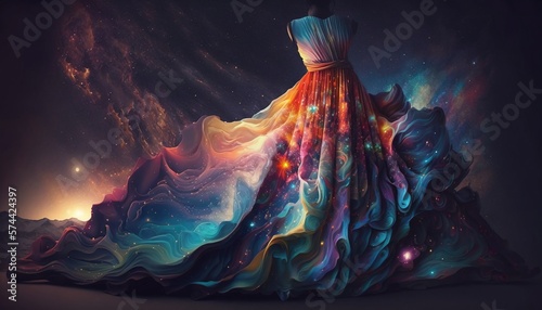 Galactic and Very Colorful Wedding Dress Generated by AI © Rodrigo