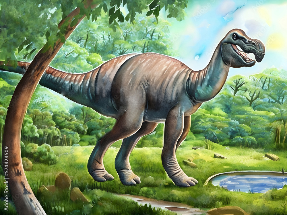 Brontosaurus Dinosaur, Generative AI Illustration Brontosaurus Dinosaur, Generative AI Illustration