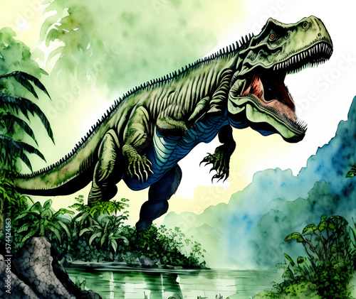 Tyrannosaurus Dinosaur  Generative AI Illustration