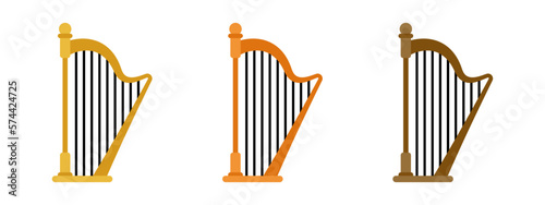 Harp in flat style isolated