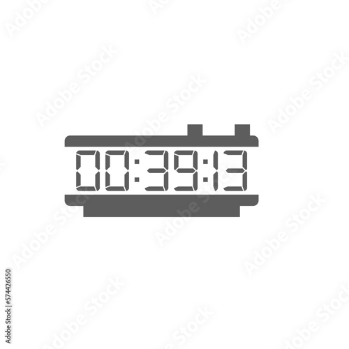 LED digital clock number isolated. Electronic figures for counter or calculator mockup interface design.