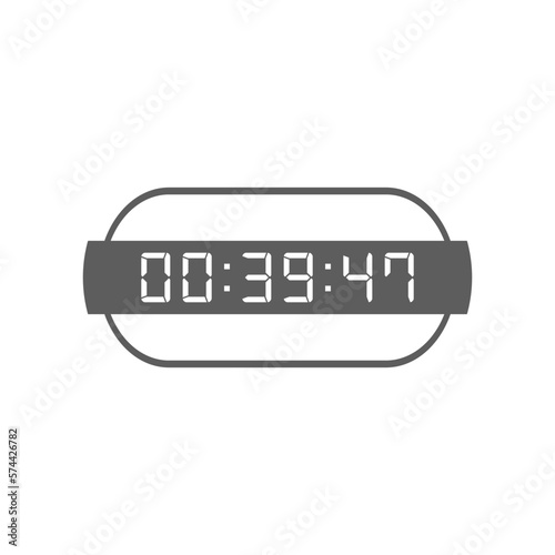 LED digital clock number isolated. Electronic figures for counter or calculator mockup interface design.