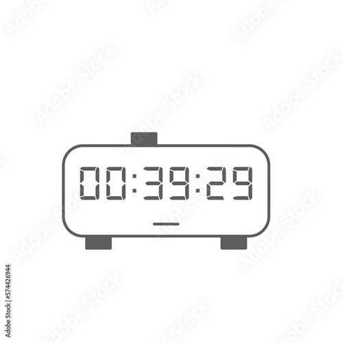 LED digital clock number isolated. Electronic figures for counter or calculator mockup interface design.