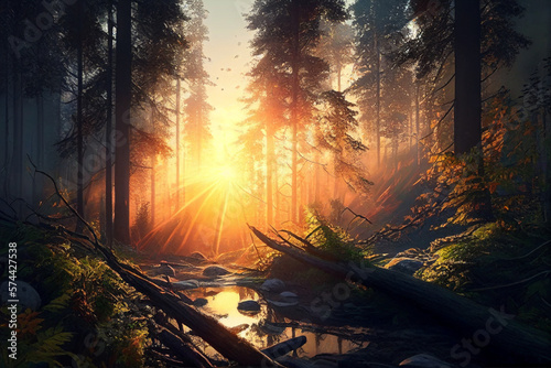 Forest Sunset Desktop Background