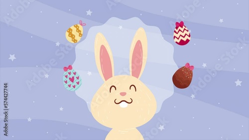 spring eggs painted with rabbit animation