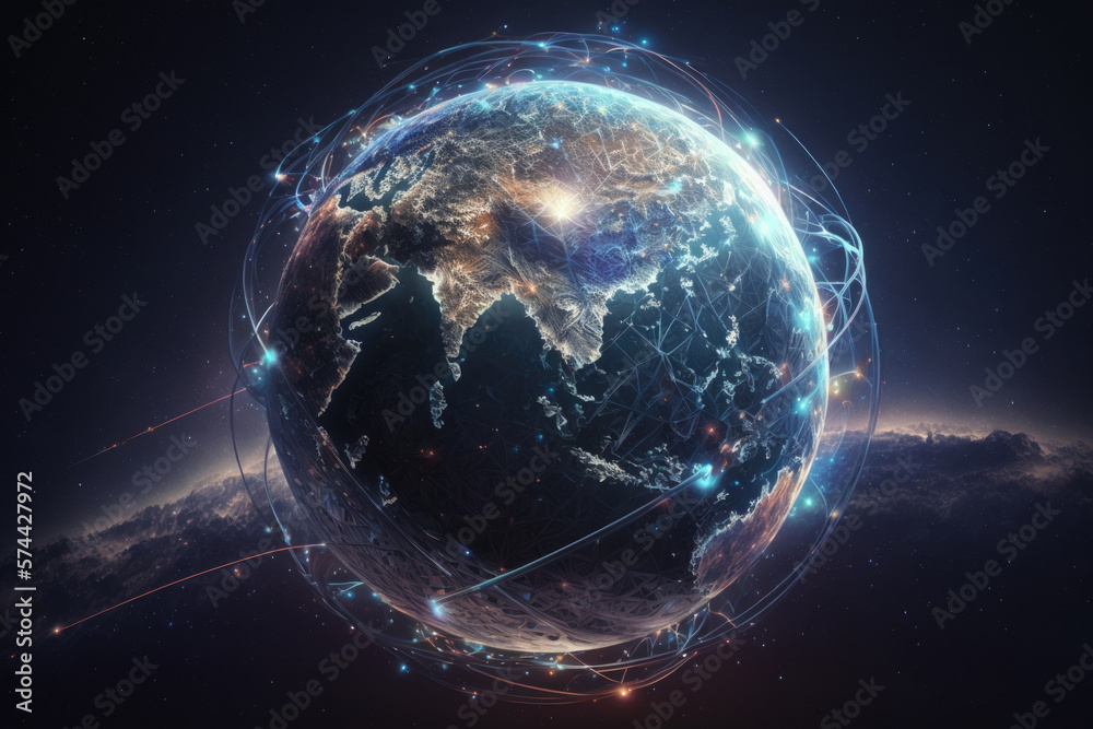 Obraz premium Global communication network concept. Illustration AI Generative