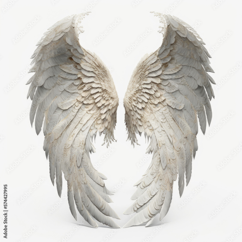 Obraz premium Angel wings isolated on white. Illustration AI Generative