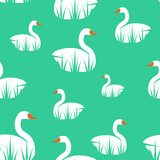 Swan pattern seamless. Baby fabric texture. Vector background