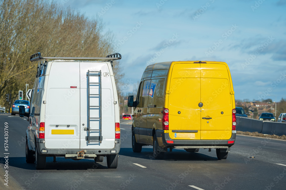 Van vehicle traveling on motorway in England UK