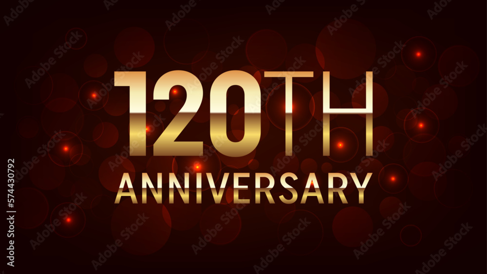 120th year anniversary celebration. Anniversary logo design with golden number concept. Logo Vector Template Illustration