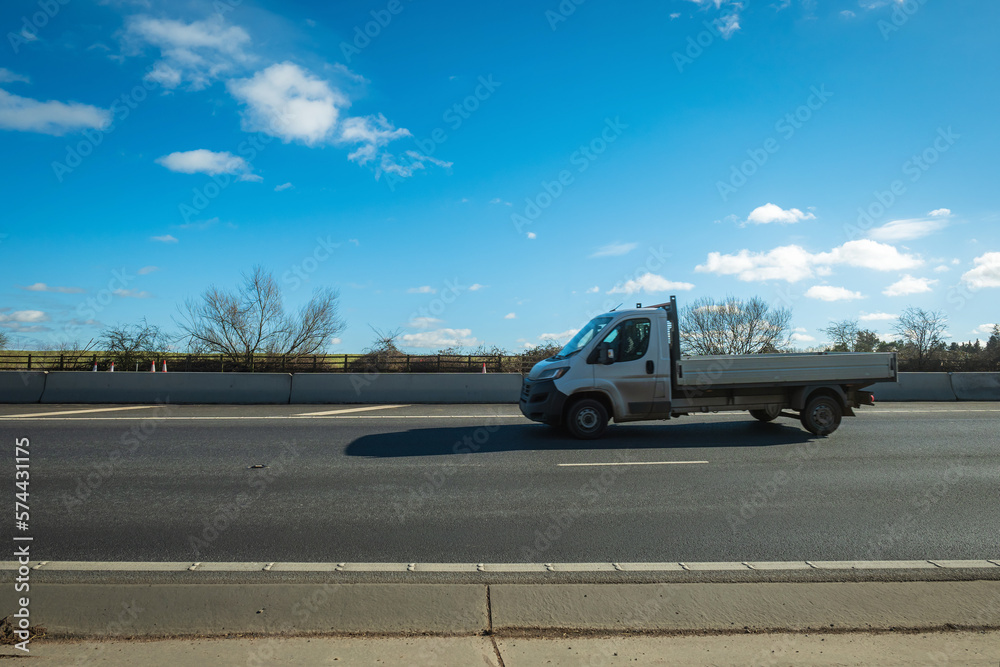 Van vehicle traveling on motorway in England UK