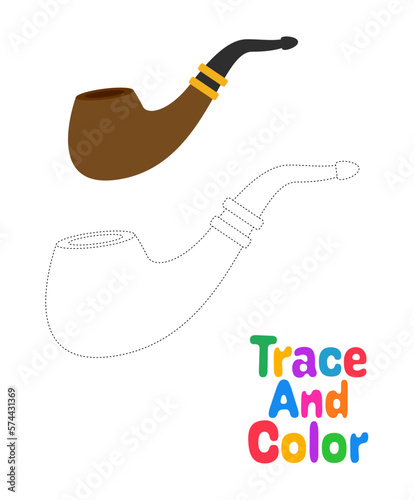 Smoking Pipe tracing worksheet for kids