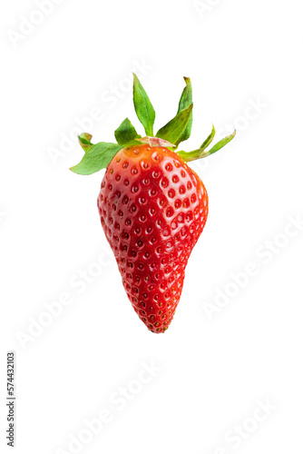 One single strawberry isolated on white background