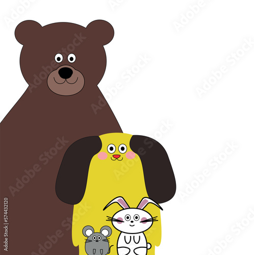 Dog Bear Mouse  and Rabbit Detail Illustration