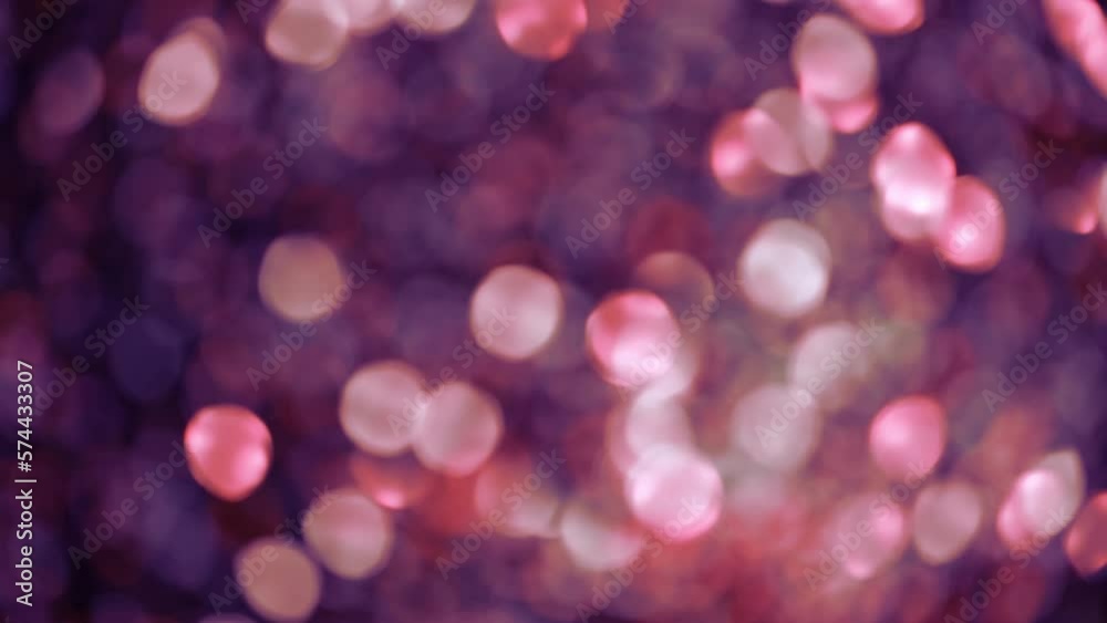 Fantastic Light Leaks And Bokeh Motion Effect. Abstract blur animated background, transition or overlay. Defocused circles of lights in purple, pink and magenta colors movement. Blur Bokeh Lights.