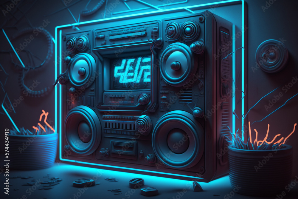 Fototapeta premium Musical Frequency: Dynamic Radio Background to Amp Up Your Show