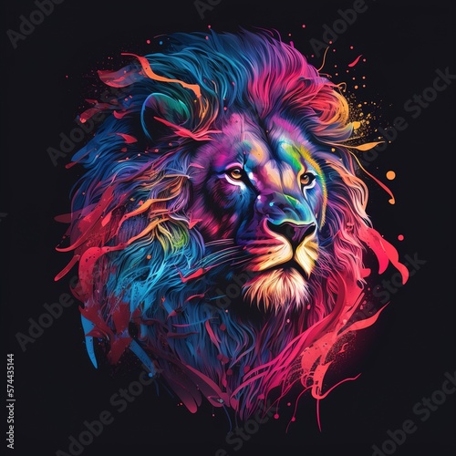 lion head with background color illustration