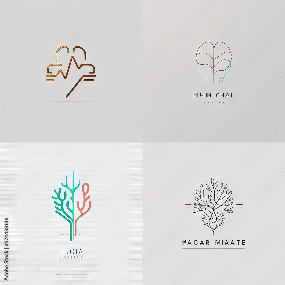 set of medical icons logo, simple minimal flat illustration, generative ai