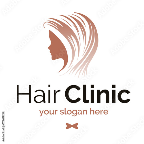 Hair clinic vector logo gradient color style isolated on white background for trasplantation, cosmetics shop, natural medicine. makeup. 10 eps