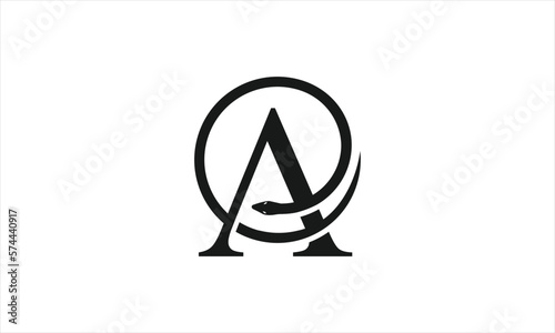letter A logo and coiled snake