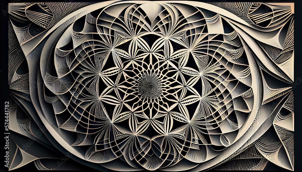 A detailed illustration of a complex geometric pattern, with intricate ...