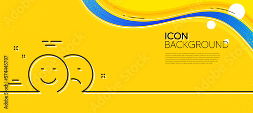 Like and dislike line icon. Abstract yellow background. Smile sign. Social media feedback symbol. Minimal like line icon. Wave banner concept. Vector