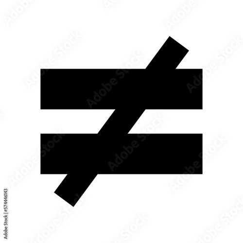 Monochrome vector graphic of a not equals sign. This could be used in the teaching of maths at primary or secondary level