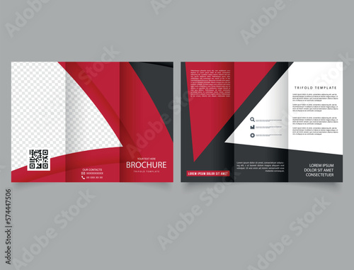Abstract red and black trifold brochure.Flyer design for advertising.