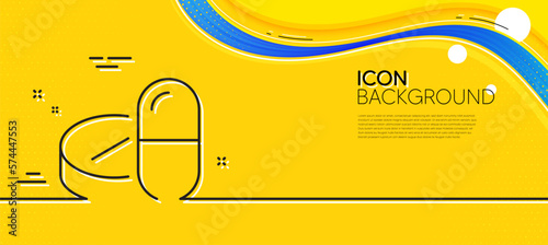 Medical drugs line icon. Abstract yellow background. Medicine pills sign. Pharmacy medication symbol. Minimal medical drugs line icon. Wave banner concept. Vector