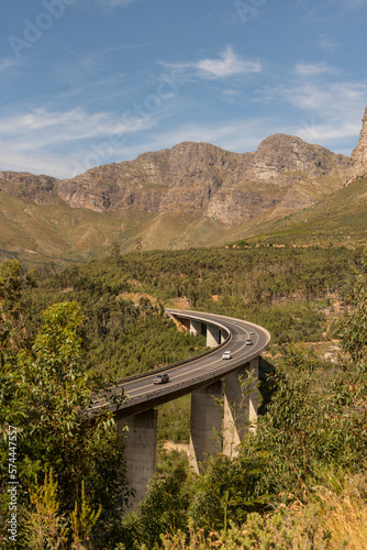 Paarl, Western Cape, South Africa. 2023. Hugos River viaduct on the N1 higway Huguenot Plaza toll road