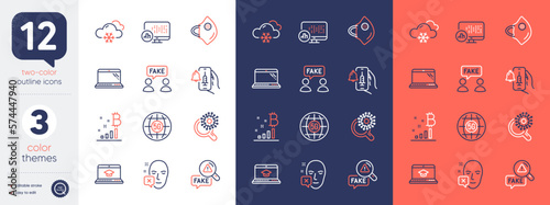Set of Medical mask, Report statistics and 5g internet line icons. Include Face declined, Fake information, Bitcoin graph icons. Coronavirus research, Website education, Laptop web elements. Vector