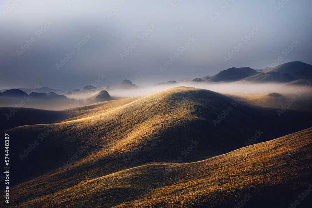 Hills with mist