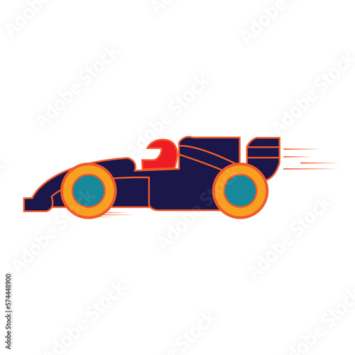 Racing cart logo flat icon vector.