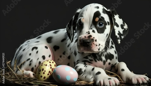 Easter Dalmatain Puppy generative ai © 3D Station