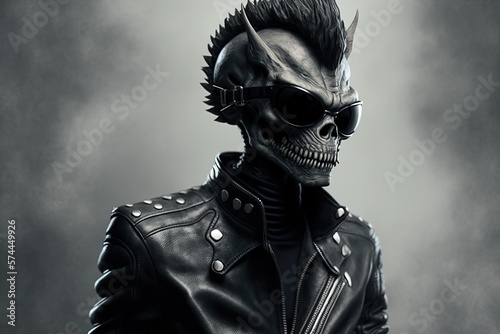 Alien in greaser style, studio lighting, neutral background, concept of Greaser and Studio Lighting, created with Generative AI technology photo