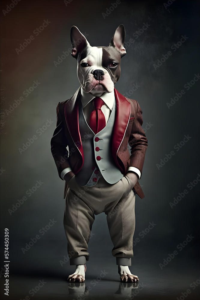 Smartly dressed dog in 3 piece suit - Made by Generative A.I