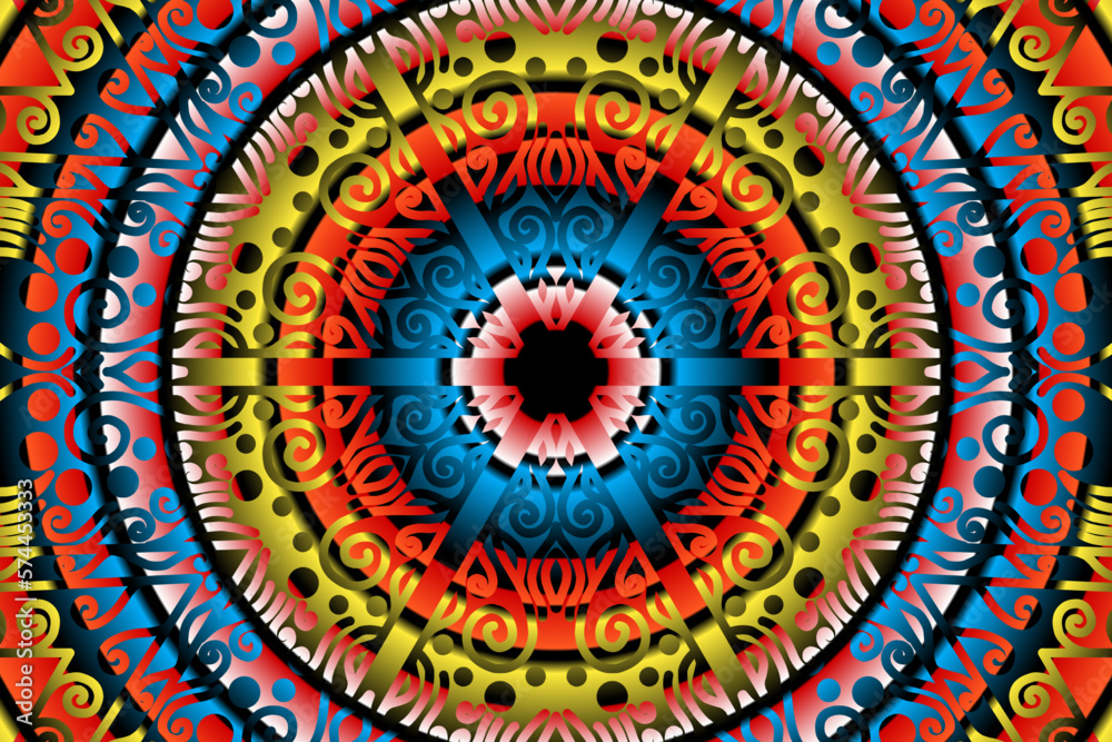 Beautiful caleidoscope symmetrical colourful gradient flowers line art of traditional abstract symbol batik dayak ornament design template elements Beautiful caleidoscope symmetrical colourful gradient flowers line art of traditional abstract symbol batik dayak ornament design template elements