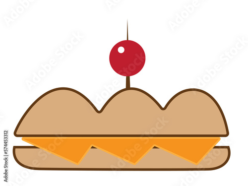 Sandwich with cheese vector icon isolated