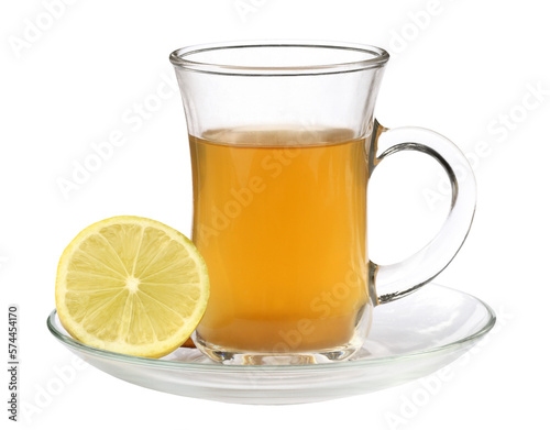 Cup of herbal tea with lemon