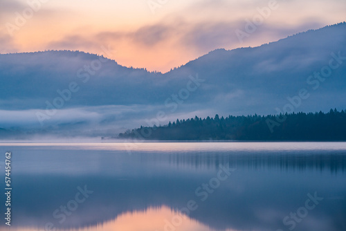 mist over the lake