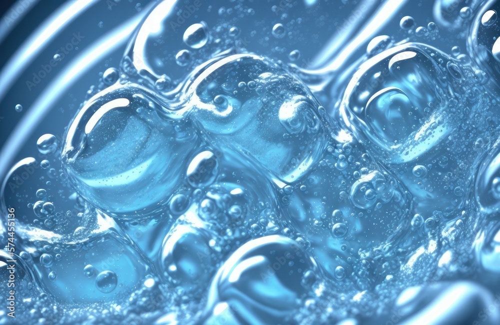 Clear liquid cosmetic product. Gel texture with bubbles, skin care prodict. AI generated Clear liquid cosmetic product. Gel texture with bubbles, skin care prodict. AI generated