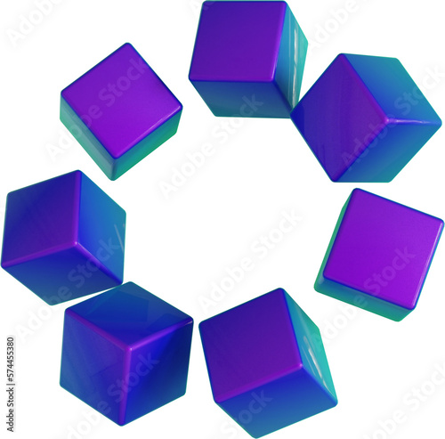 3d rendering. Abstract geometric shapes illustration. Modern minimal colorful objects isolated on transparent background
