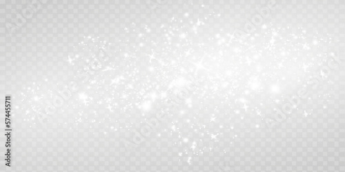 Abstract sparkling shiny texture. Shiny particle effect. Golden glittering trail of space star dust from shiny particles on a transparent background.