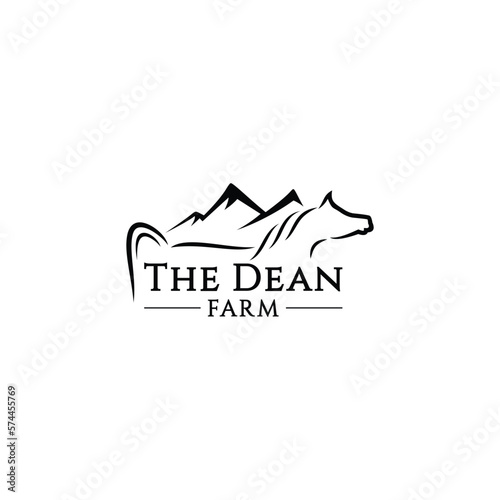 Horse Farm Line Art Logo Design 3