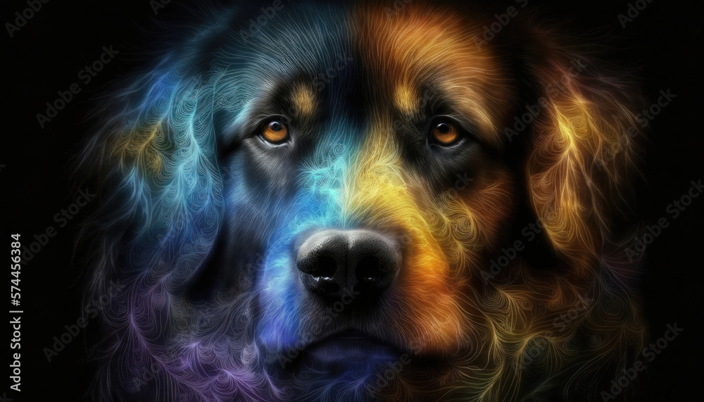 abstract picture of a dog, beautiful colors, lifelike