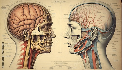 human head anatomy muscles - Illustration of a human head, skull, anatomy, photo